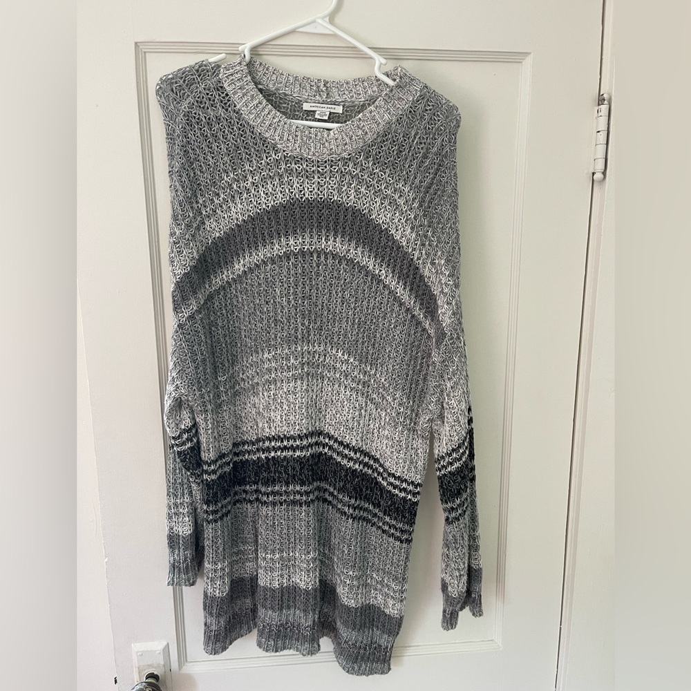 Gray Striped oversized sweater